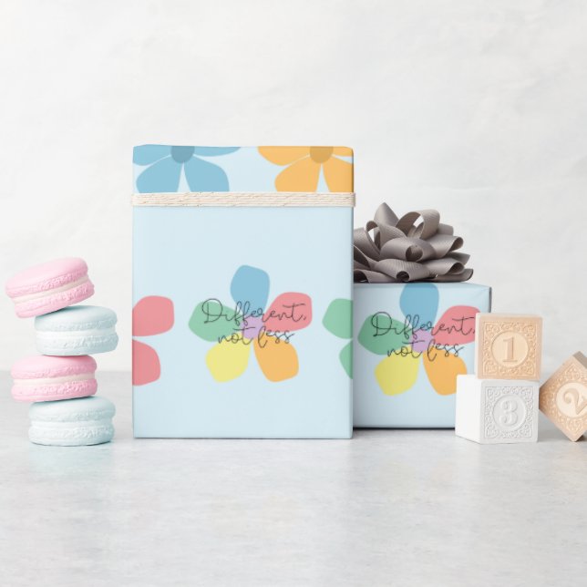 Autismstöd Annorlunda Inte Mindre Blommor Blå ASD Presentpapper (Baby Shower)