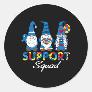 Autismstöd Squad Gnomes Medvetenhet Matchande Män Runt Klistermärke