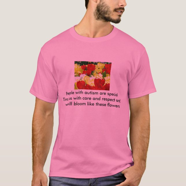 AutismT-tröja, blommor T-shirt (Framsida)