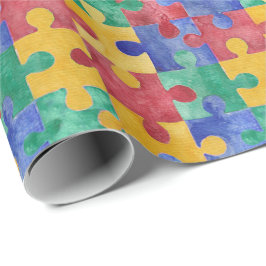 Autismvattenfärgpussel som slår in papper presentpapper