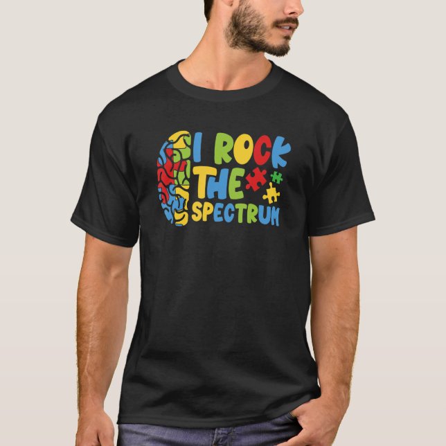 Autistic Boys Autism Awareness I Rock The Spectrum T Shirt (Framsida)