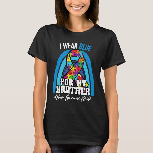 Autistic Brother I Wear Blue For My Brother Rainbo T Shirt (Framsida)