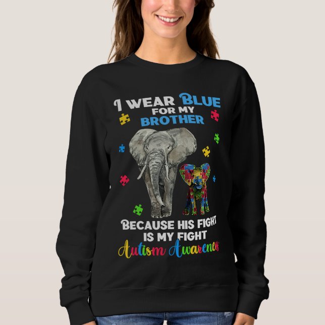 Autistic Elephant  I Wear Blue For My Brother Auti T Shirt (Framsida)