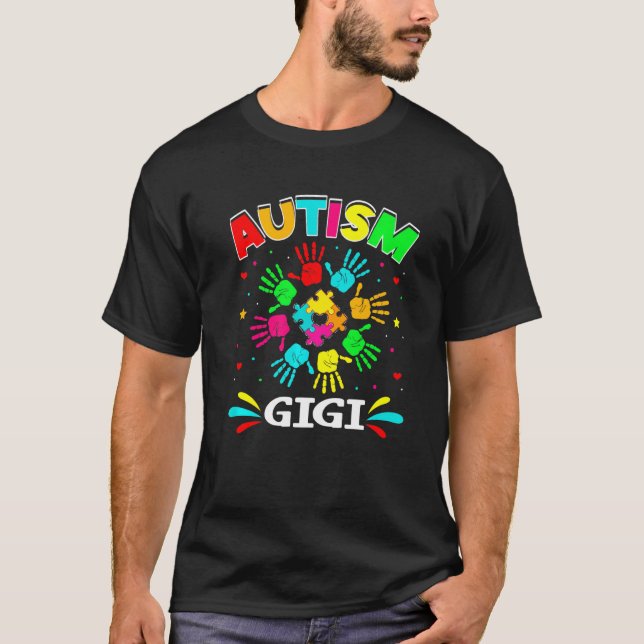 Autistic Gigi Puzzle Support Family Autism Awarene T Shirt (Framsida)