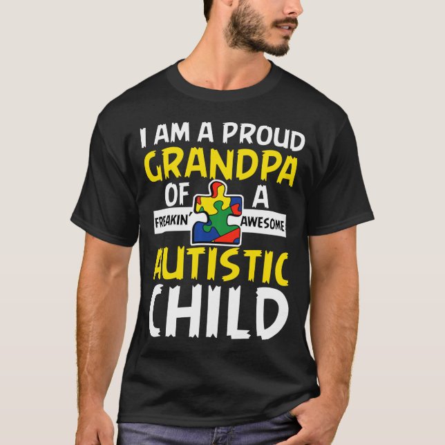 Autistic Grandpa Im A Proud Grandpa Autistic Puzzl T Shirt (Framsida)