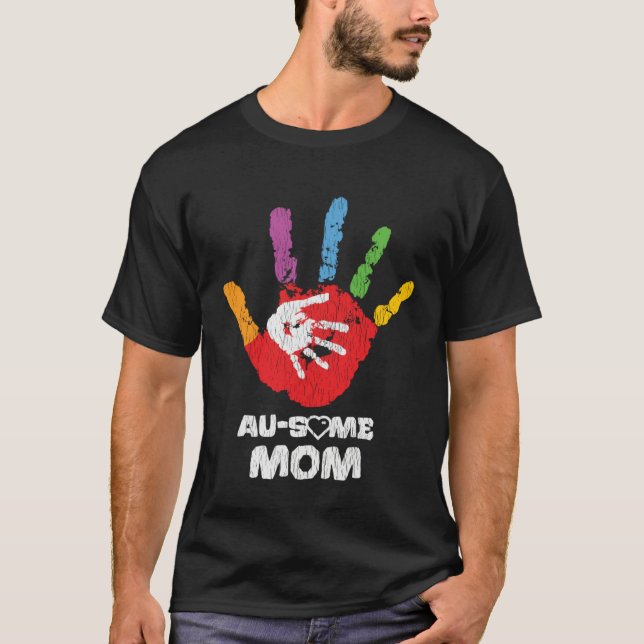 Autistic Son Daughter Awesome Mom Autism Awareness T Shirt (Framsida)