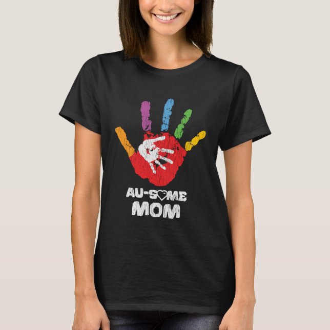 Autistic Son Daughter Awesome Mom Autism Awareness T Shirt (Framsida)
