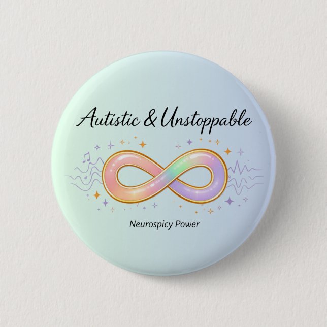 Autistic Unstoppable Pastel Infinity Symbol Gift Knapp (Framsida)