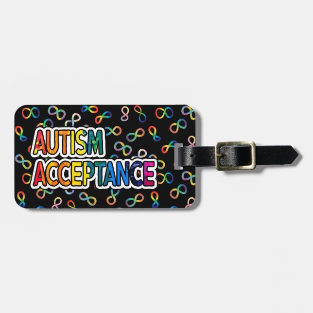 Autistisk acceptans | Lägg till kontaktinformation Bagagebricka (Horisontell Framsida)