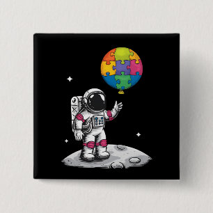 Autistisk Astronaut Ballong Rymden Autism Acceptan Knapp