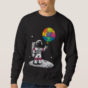 Autistisk Astronaut Ballong Rymden Autism Acceptan Lång Ärmad Tröja