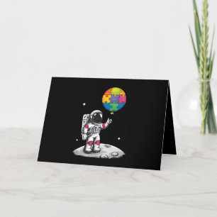 Autistisk astronaut ballong rymden Autism Acceptan Tack Kort