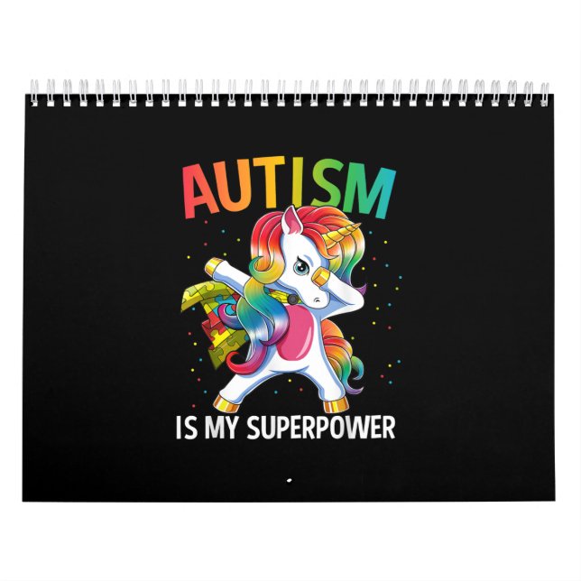 Autistisk| Autism är min supermakt Dabbing Unicorn Kalender (Omslag)