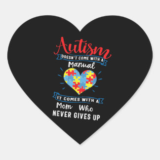 Autistisk | Autism Komar inte med en handbok Hjärtformat Klistermärke