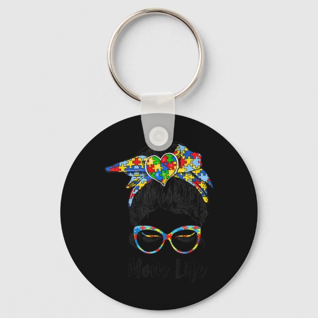 Autistisk autism Medvetenhet om Mamma Life Shirts  Nyckelring (Framsida)