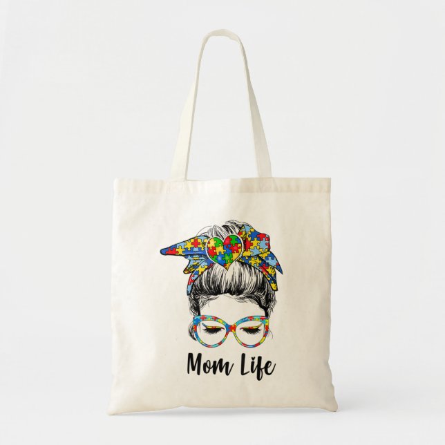 Autistisk autism Medvetenhet om Mamma Life Shirts  Tygkasse (Framsidan)