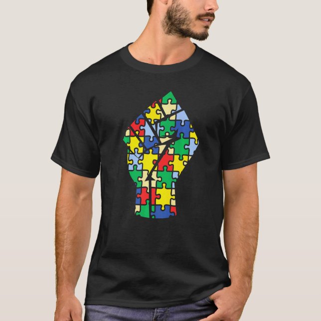 Autistisk Autism Medvetenhet Vänlighet Hand Pussel T Shirt (Framsida)