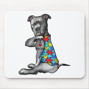 Autistisk Cool Pitbull Jag älskar mamma Autism P Musmatta