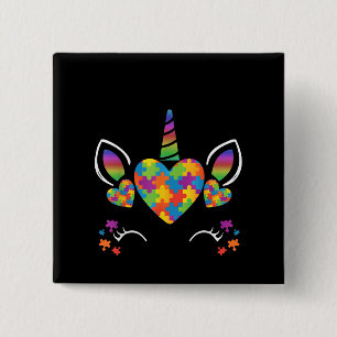 Autistisk   Cute Unicorn Autism Awareness Puzzle Knapp
