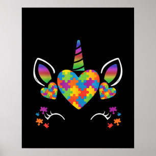 Autistisk Cute Unicorn Autism Awareness Puzzle Poster