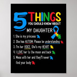 Autistisk Dotter Autism Medvetenhet Stöd Mor Far Poster