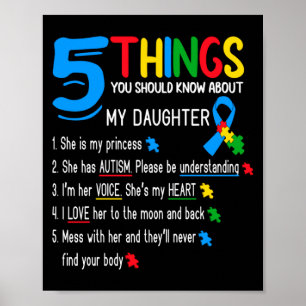 Autistisk Dotter Autism Medvetenhet Stöd Mor Far Poster