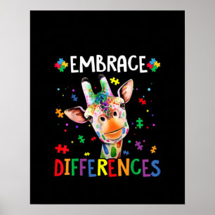 Autistisk Embrace Differens Giraffe Puzzle Biet Poster