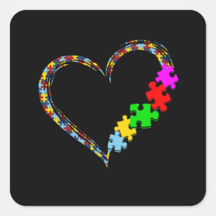 Autistisk  Ljudmedvetande Heart Puzzle Biet Fyrkantigt Klistermärke