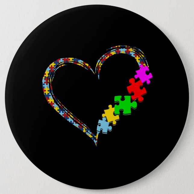 Autistisk| Ljudmedvetande Heart Puzzle Biet Knapp (Framsida)