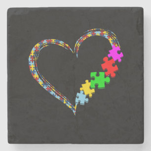 Autistisk Ljudmedvetande Heart Puzzle Biet Stenunderlägg