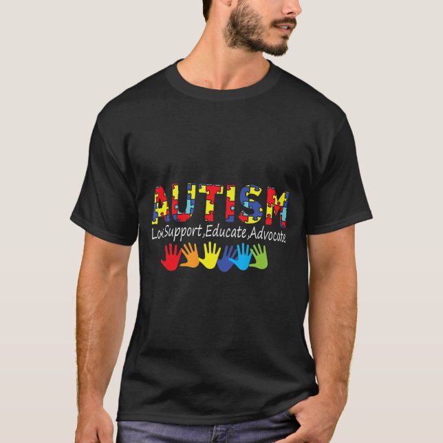Autistisk medvetenhet - Kärlek Support Adapt Educa T Shirt (Framsida)