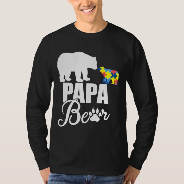 Autistisk medvetenhet om Pappa Bear Autism T Shirt (Framsida)