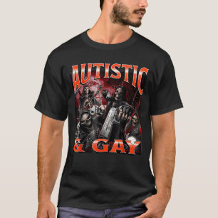 Autistisk Och Gay Rolig Hård Skelett Meme Bootleg T Shirt