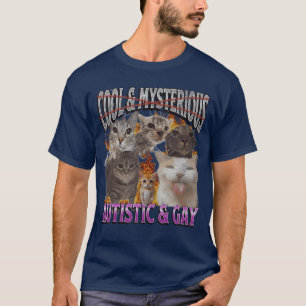 Autistisk och gay rolig katt meme bootleg familj t shirt