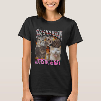 Autistisk och gay rolig katt meme bootleg grafik t shirt