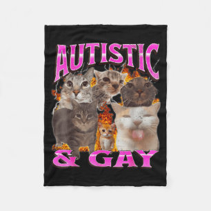 Autistisk Och Gay Rolig Katt Meme Bootleg Grafisk Fleecefilt