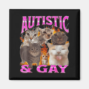 Autistisk Och Gay Rolig Katt Meme Bootleg Grafisk Magnet