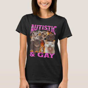Autistisk Och Gay Rolig Katt Meme Bootleg Grafisk T Shirt