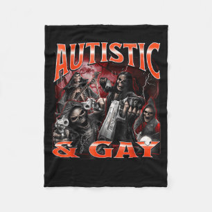 Autistisk Och Gay Roligt Hårt Skelett Meme Bootleg Fleecefilt
