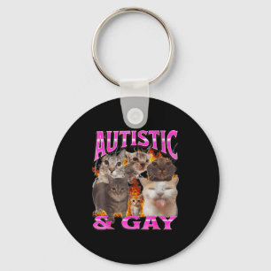Autistisk Och Gay Rollig Katt Meme Bootleg Grafisk Nyckelring