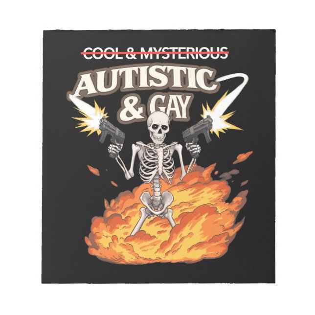 Autistisk och Gay Skeleton Funny Autism Awareness Anteckningsblock (Framsida)