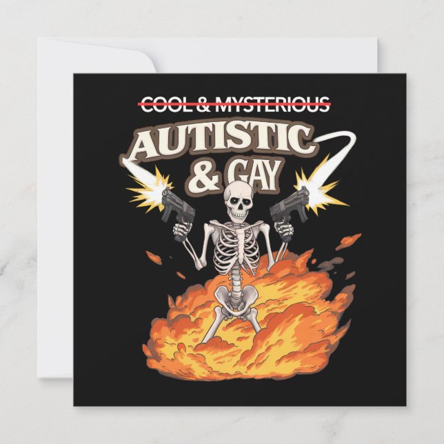 Autistisk och Gay Skeleton Funny Autism Awareness Inbjudningar (Framsida)