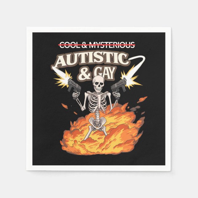 Autistisk och Gay Skeleton Funny Autism Awareness Pappersservett (Framsidan)