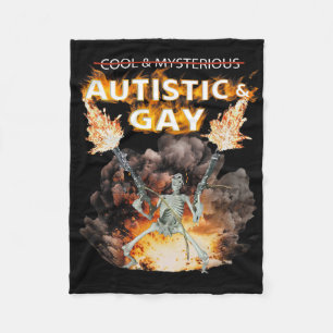 Autistisk och gay Skeleton Funny Autism Skeleton m Fleecefilt