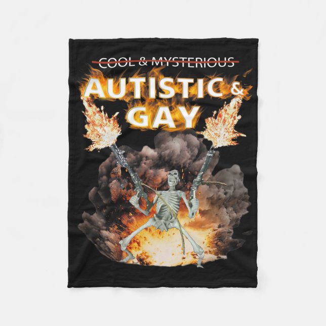 Autistisk och gay Skeleton Funny Autism Skeleton m Fleecefilt (Framsidan)