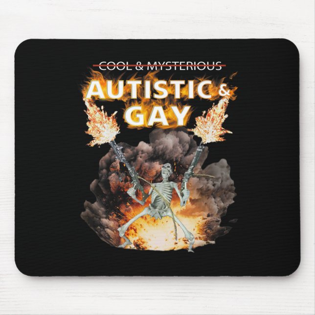 Autistisk och gay Skeleton Funny Autism Skeleton m Musmatta (Framsidan)