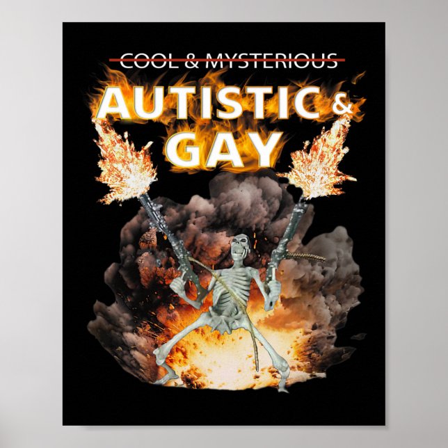 Autistisk och gay Skeleton Funny Autism Skeleton m Poster (Framsidan)