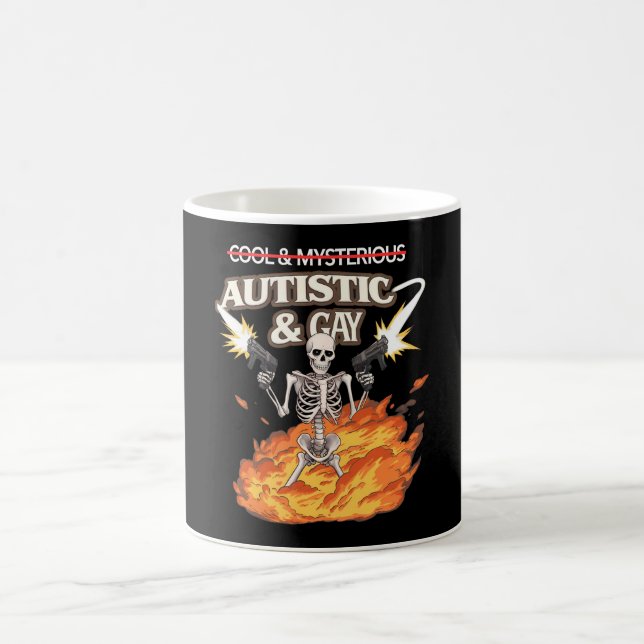Autistisk och gay-skelett Roligt Autismmedvetande Kaffemugg (Center)