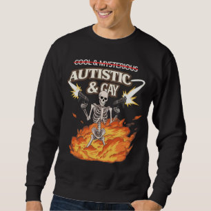 Autistisk och gay skelett Roligt Autismmedvetande Lång Ärmad Tröja