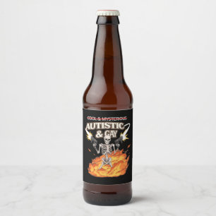 Autistisk och gay-skelett Roligt Autismmedvetande Ölflaska Etikett